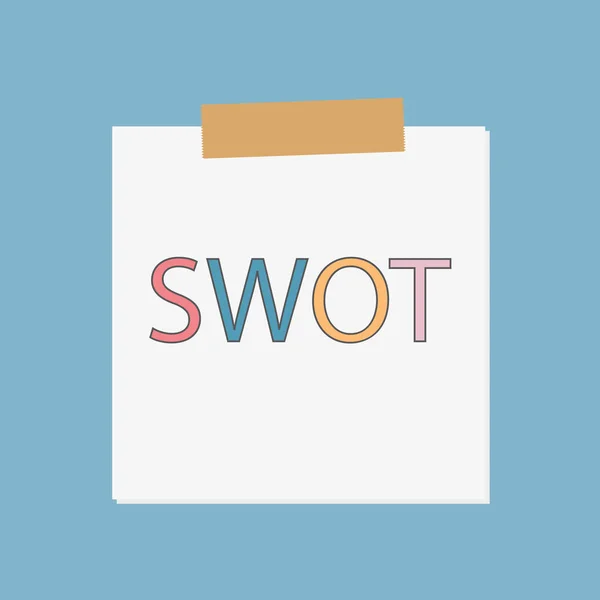 SWOT (de bedreigingen van de kansen van de zwakke punten van de sterke punten) geschreven in notebookpapier — Stockvector