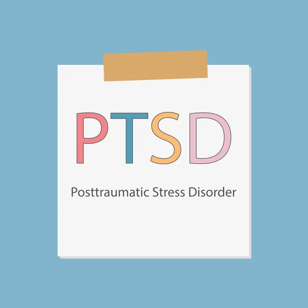 PTSD posttraumatická stresová porucha v poznámkovém bloku papíru vektorové ilustrace — Stockový vektor