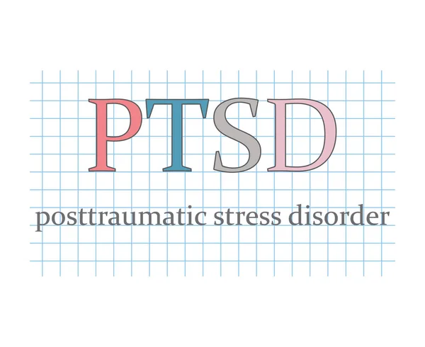 Ptsd Posttraumatische Belastungsstörung auf kariertem Papierbogen - Vektorillustration — Stockvektor