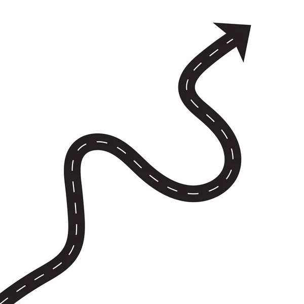 Camino sinuoso con ilustración de vectores de flechas — Vector de stock