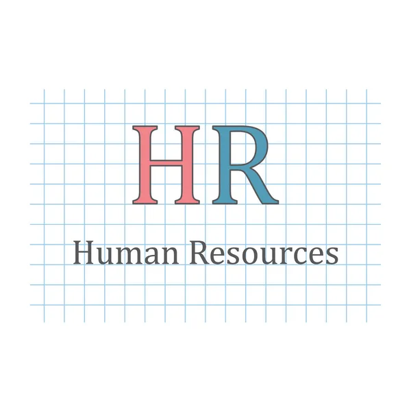 Mänskliga resurser skrivit på rutiga papper ark-vector illustratrion — Stock vektor