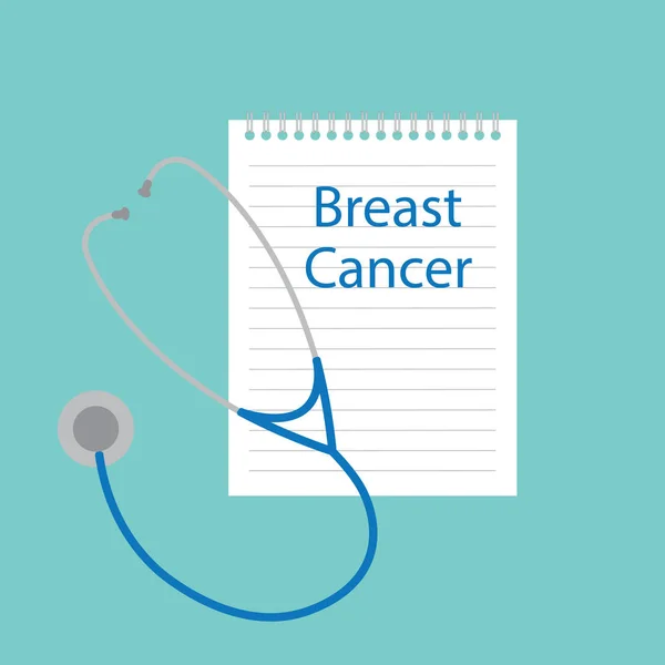 在笔记本上写的乳腺癌-矢量插图 — 图库矢量图片