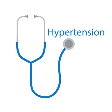 Hipertansiyon metin ve stetoskop simge vektör çizim