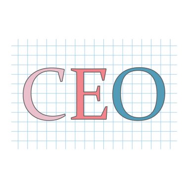 CEO (Chief Executive Officer) kısaltma kareli kağıt levha-vektör çizim üzerinde