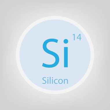 Silikon Si kimyasal element simgesi-vektör çizim
