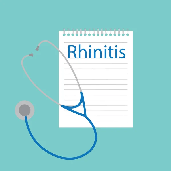 Enfermedad de la rinitis escrita en cuaderno ilustración vectorial — Vector de stock