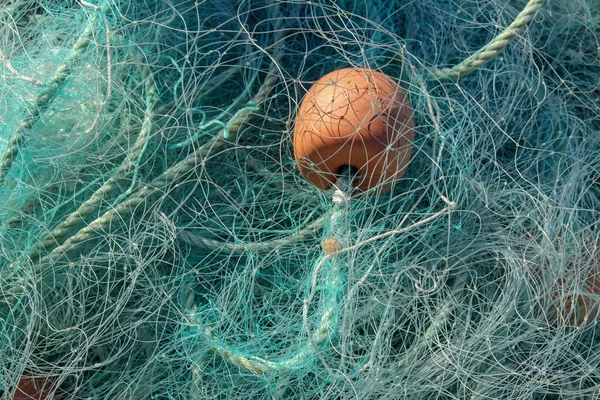 Closeup of blue fishing nets — Stock Photo, Image