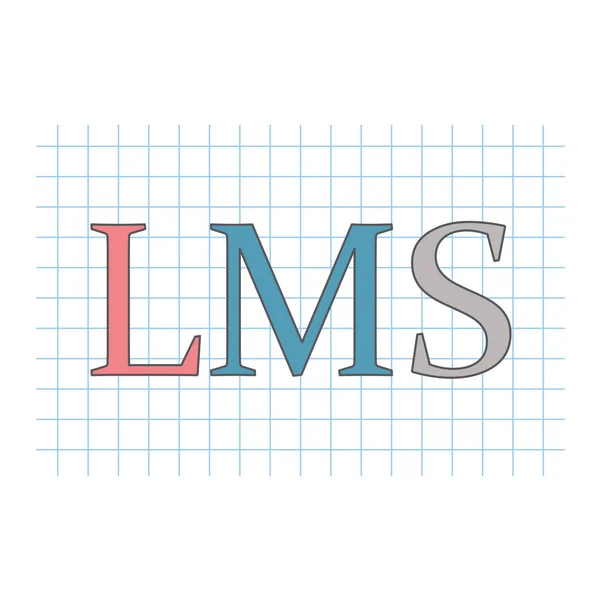 Lms (learning management system) Akronym auf kariertem Papierbogen — Stockvektor