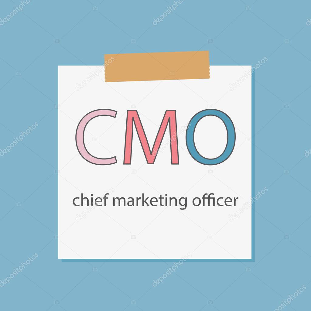 CMO Chief Marketing Officer written in a notebook paper- vector 