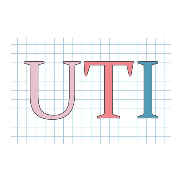 UTI (Infección del Tracto Urinario) acrónimo escrito en papel a cuadros — Vector de stock