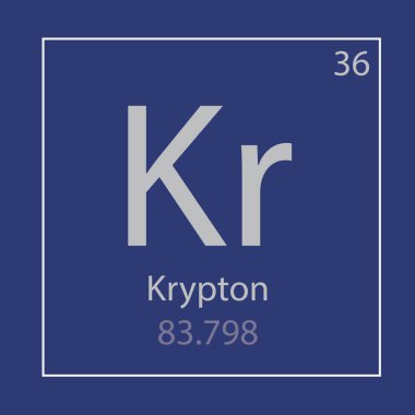 Kripton Kr kimyasal element simgesi-vektör çizim