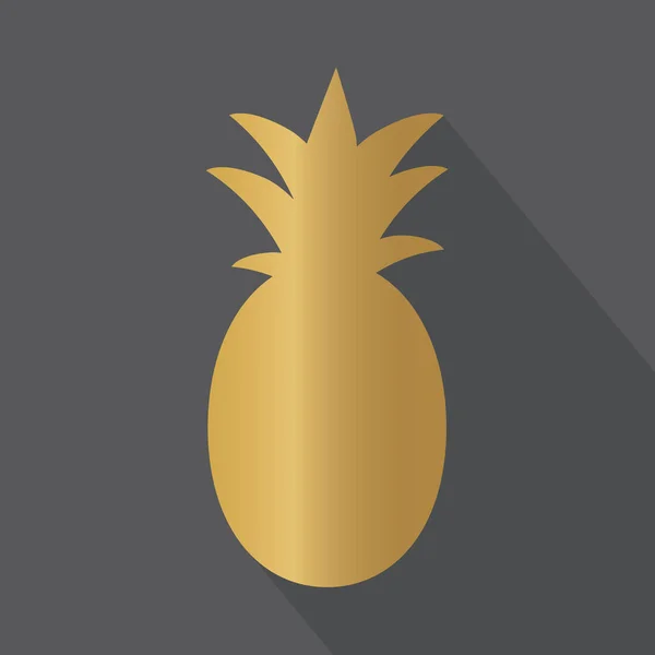 Gouden ananas icon- vector illustratie — Stockvector