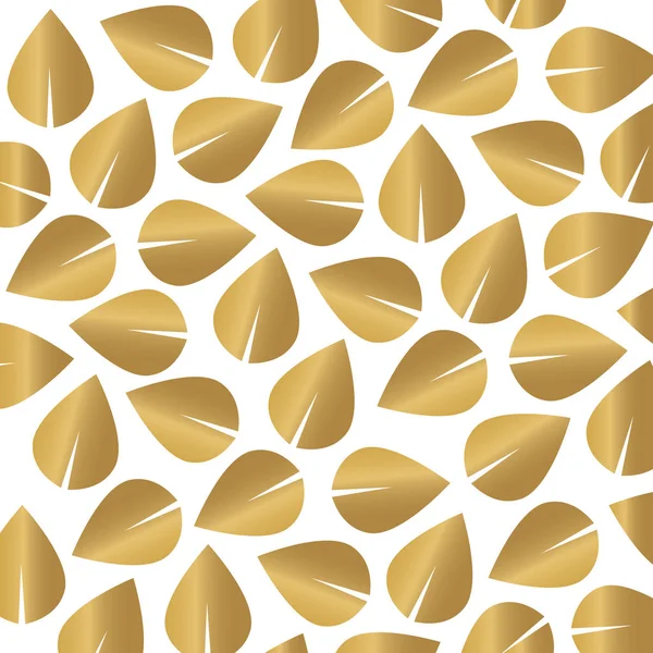 Patrón de hojas doradas - ilustración vectorial — Vector de stock