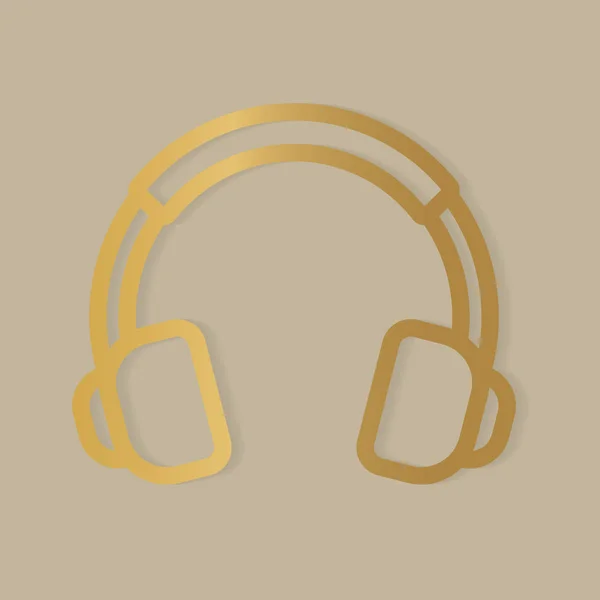 Goldenes Kopfhörer-Symbol - Vektorillustration — Stockvektor