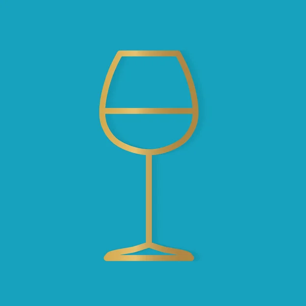 Icono de cristal de vino dorado - ilustración vectorial — Archivo Imágenes Vectoriales