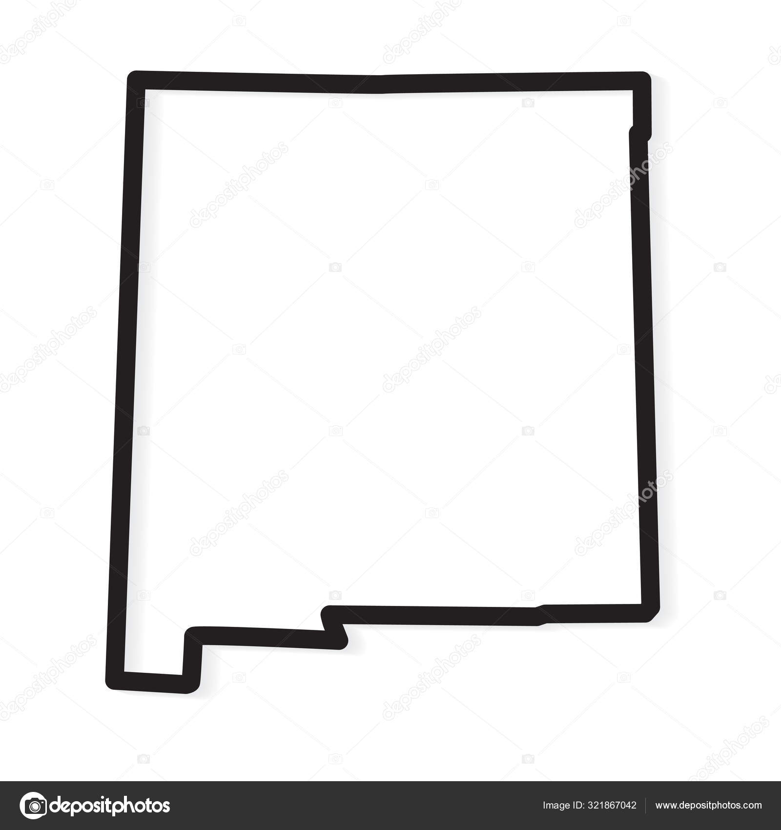 Black outline of New Mexico map vector illustration Stock Vector