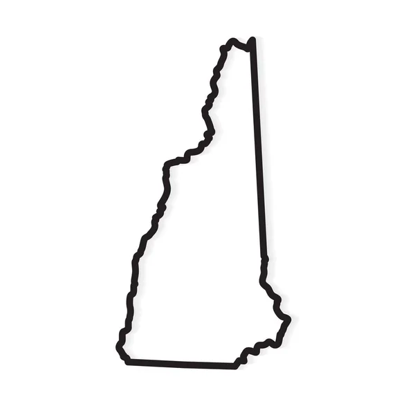 Contorno negro del mapa de New Hampshire - ilustración vectorial — Vector de stock