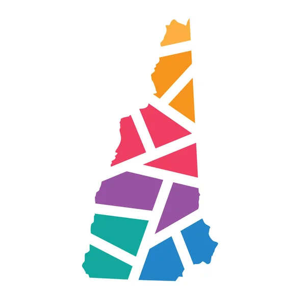 彩色几何新罕布什尔州地图-矢量图解 — 图库矢量图片