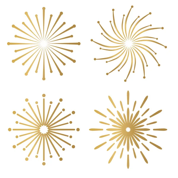 Zlatá ikona ohňostroje - vektorová ilustrace — Stockový vektor