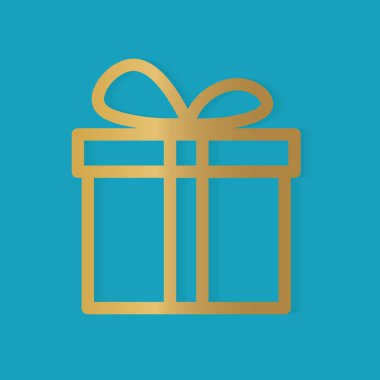 Altın hediye kutusu simgesi - vektör illüstrasyonu