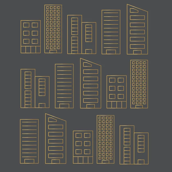 Golden skyscraper buildings pattern- vector illustration — Stock Vector