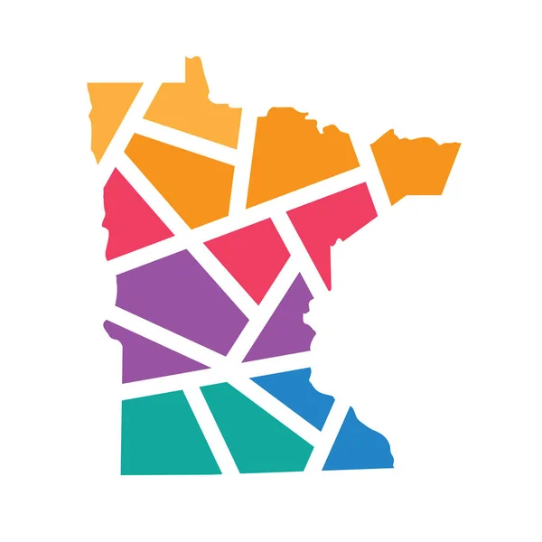 Carte géométrique colorée Minnesota illustration vectorielle — Image vectorielle