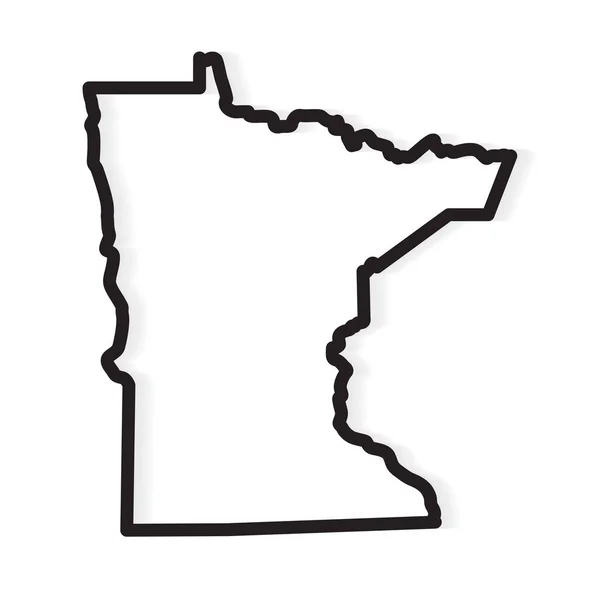 Minnesota haritasının siyah çizgisi - vektör çizimi — Stok Vektör