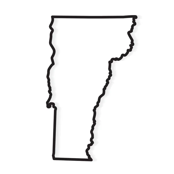 バーモント州地図の黒い概要-ベクトル図 — ストックベクタ