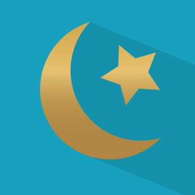 Altın İslami Hilal ve yıldız ikon-vektör çizimi