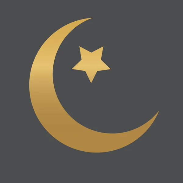 Kultainen islamilainen puolikuu ja tähti kuva- vektori kuvitus — vektorikuva