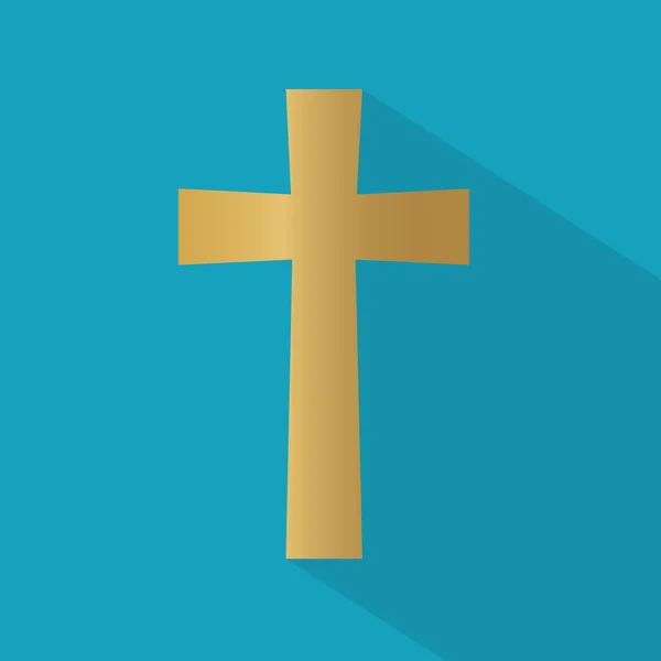 Gold Christian cross icon- vector illustration — 스톡 벡터