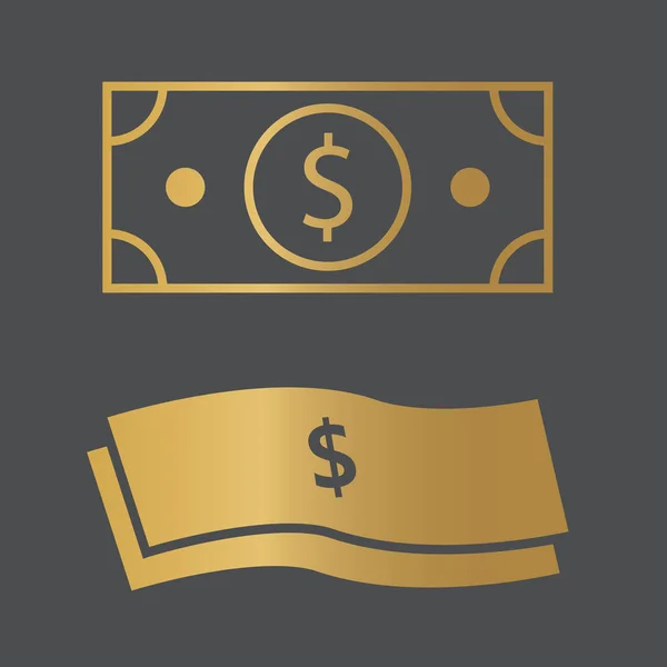 Dollar-bankbiljet-icon- vectorillustratie — Stockvector