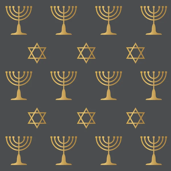 Menorah d'or (Hanoukka) bougeoir juif et étoile de David — Image vectorielle