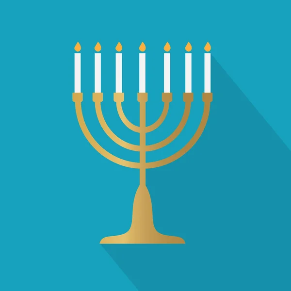 Dourado Menorah (Hanukkah) castiçal judaico icon- vetor illu —  Vetores de Stock