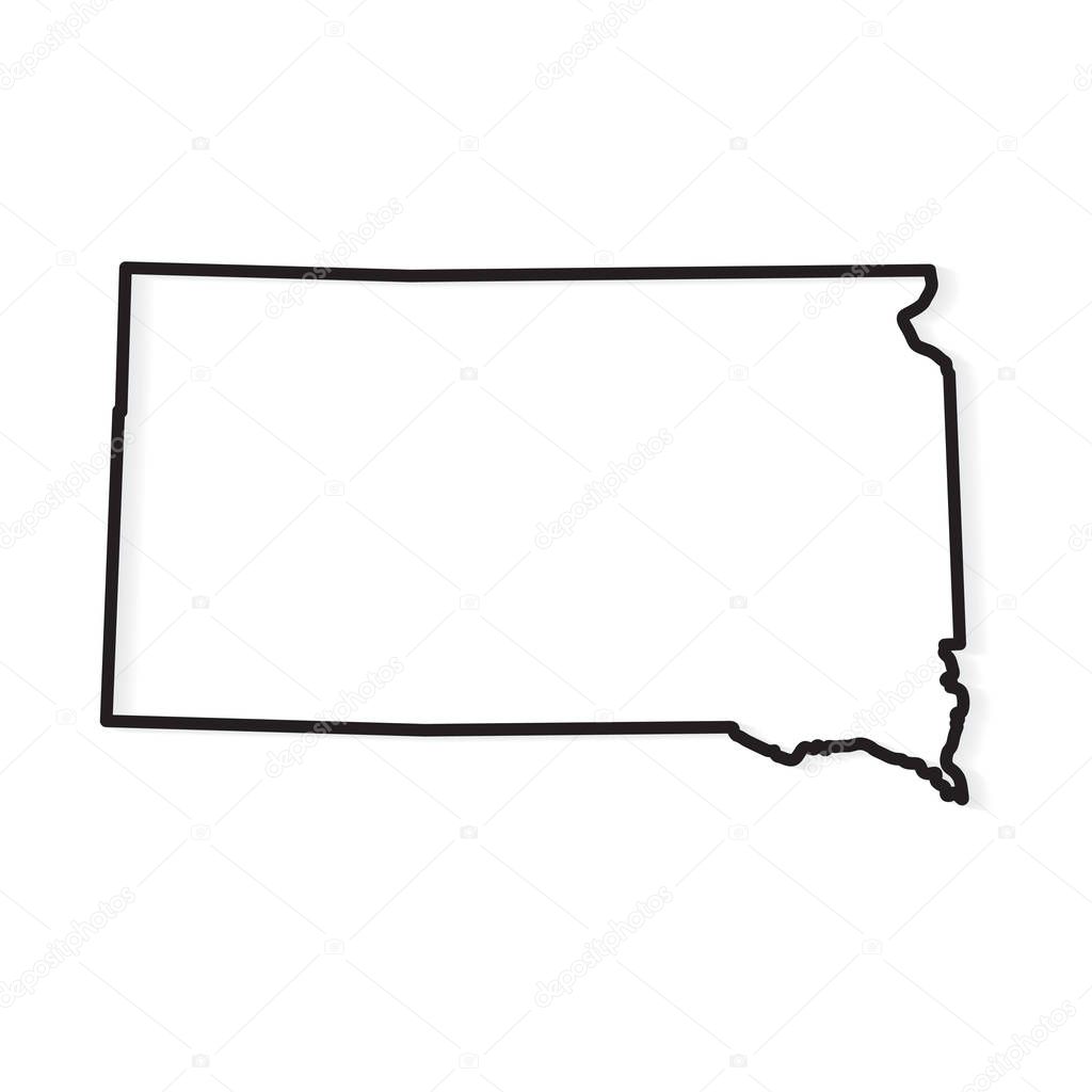black outline of South Dakota map- vector illustration