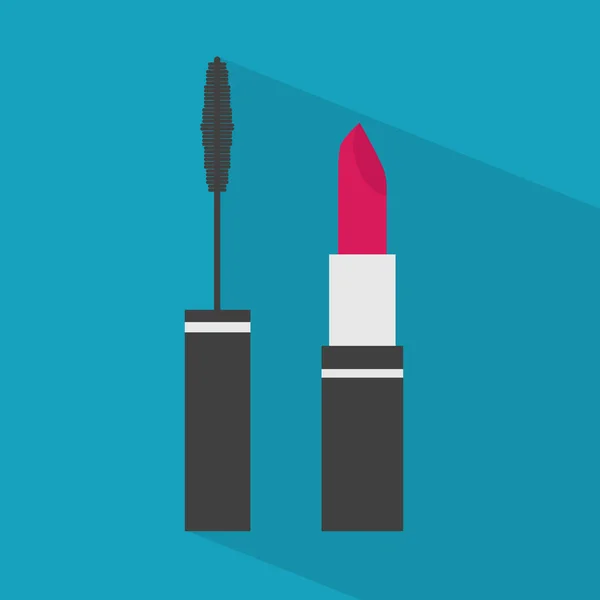 Rouge à lèvres et mascara icon- illustration vectorielle — Image vectorielle