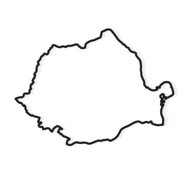 Romanya haritası- vektör illüstrasyonunun siyah çizgisi