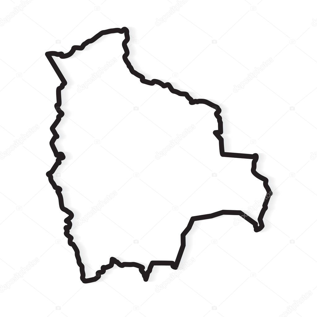 black outline of Bolivia map- vector illustration