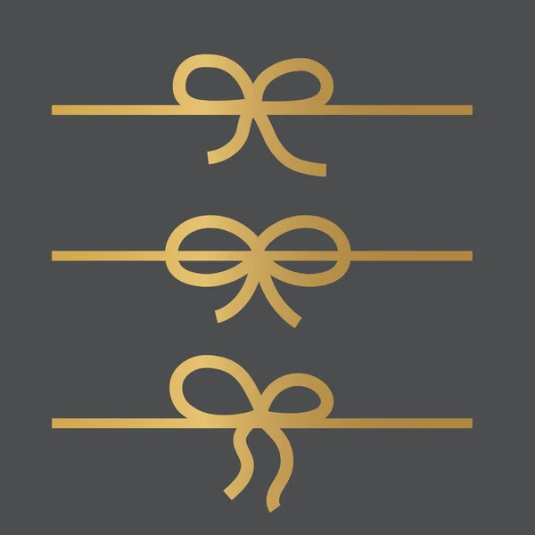 Cuerdas doradas arco conjunto vector ilustración — Vector de stock