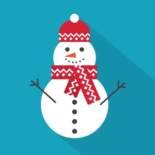 Снеговик в зимней кепке и иконке шарфа - векторная иллюстрация — стоковый вектор