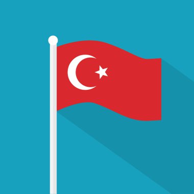 Türkiye bayrağı simge-vektör illüstrasyonu