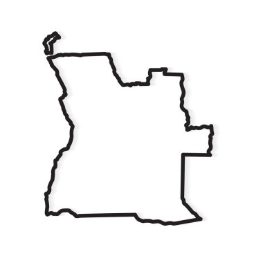 Angola haritası- vektör illüstrasyonunun siyah çizgisi
