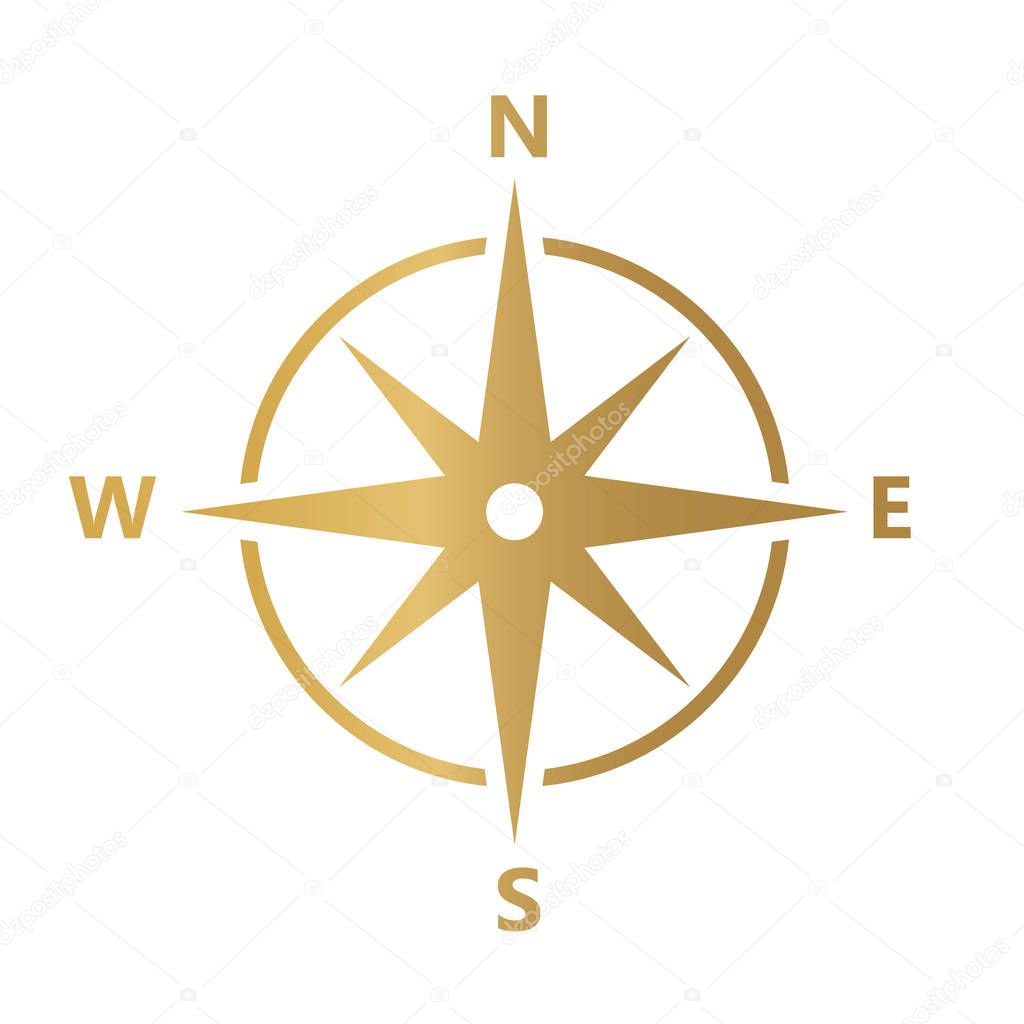 golden compass icon- vector illustration