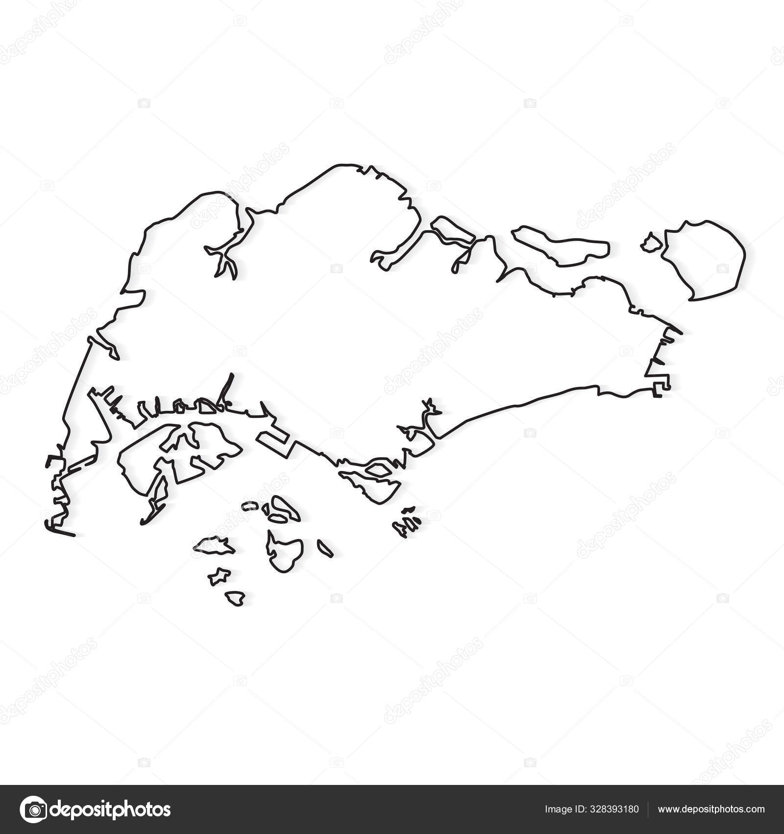 Black Outline Of Singapore Map Vector Illustration Vector Image By C Chrupka Vector Stock 328393180