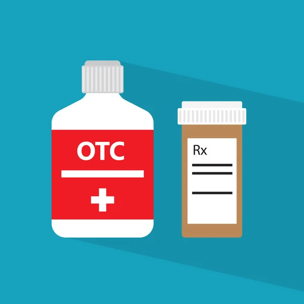 Prescrição médica e Over The Counter medicamentos concepto- vetor —  Vetores de Stock