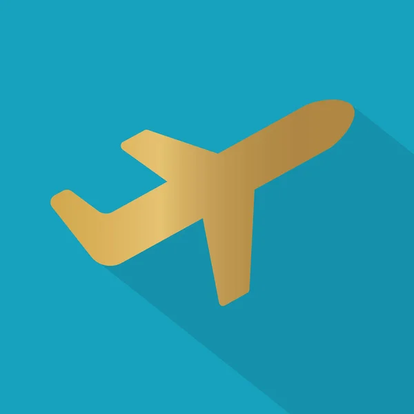 Golden airplane icon- vector illustration — Stock Vector