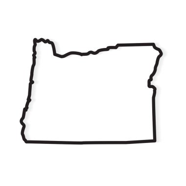 Oregon haritası- vektör çiziminin siyah çizgisi