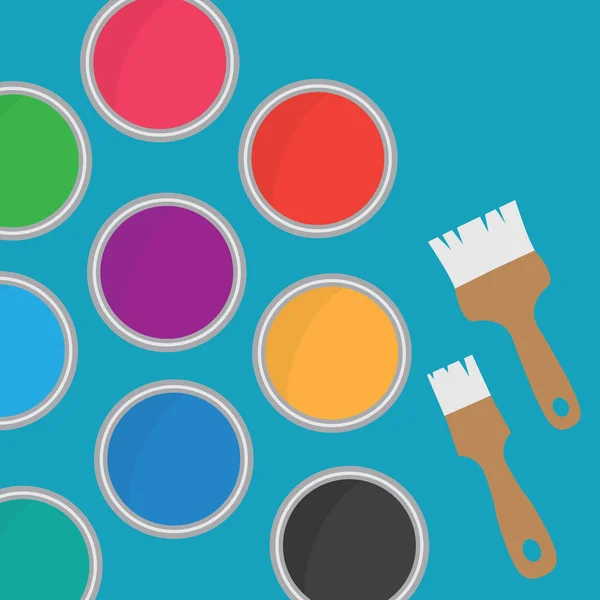 Boîtes colorées de peinture et brosse icon- illustration vectorielle — Image vectorielle