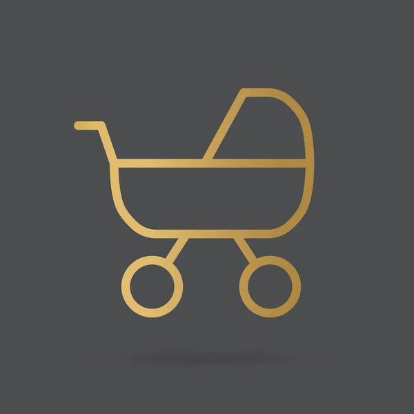 Bebê dourado carrinho icon- vetor ilustração — Vetor de Stock