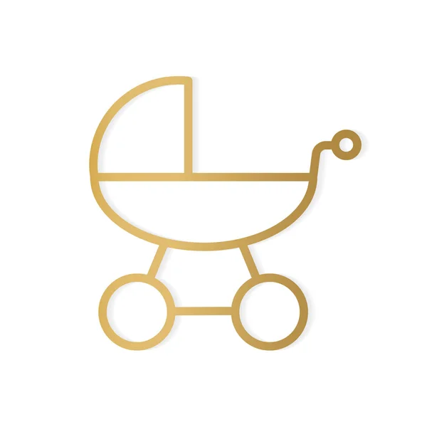 Золота дитяча коляска значок- Векторна ілюстрація — стоковий вектор